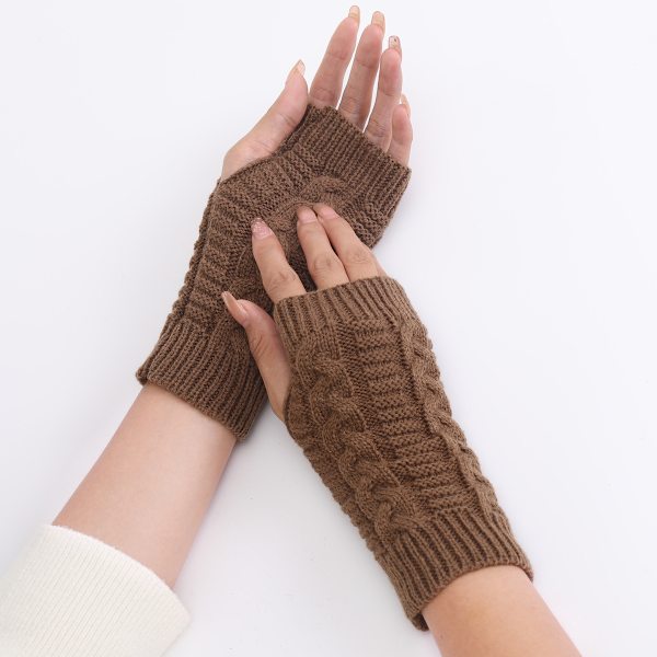 Khaki stickade handskar höst och vinter