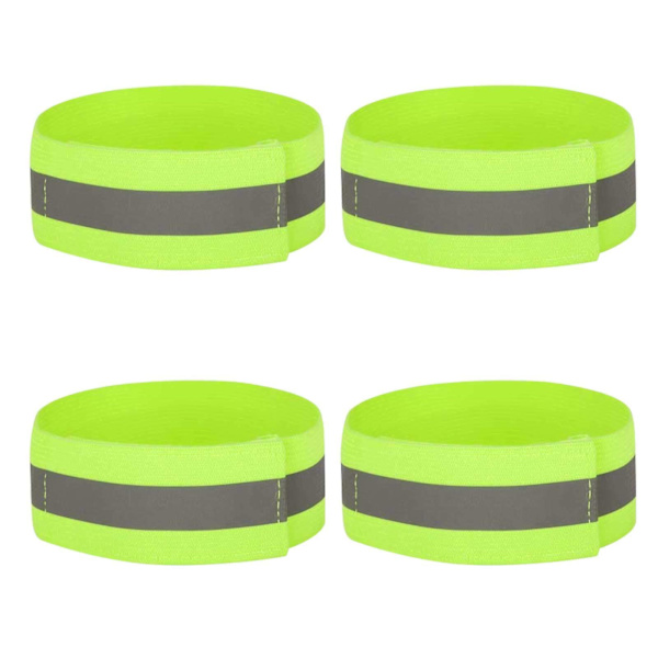 Reflekterende armbånd, 4 stk. Høj synlighed reflekterende armbånd ankelbånd til jogging løb cykling（4*1.5CM）