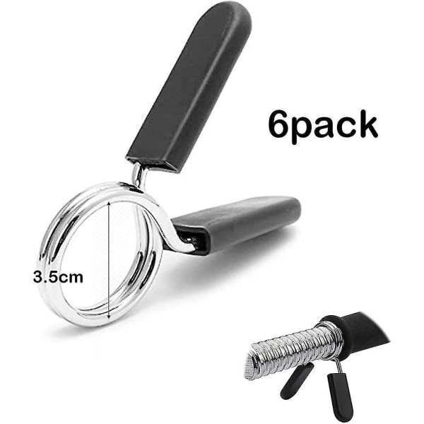 6-pack sportspar i par med hantellås, fjäderlås 3 cm, fjäderklämma, skivstång