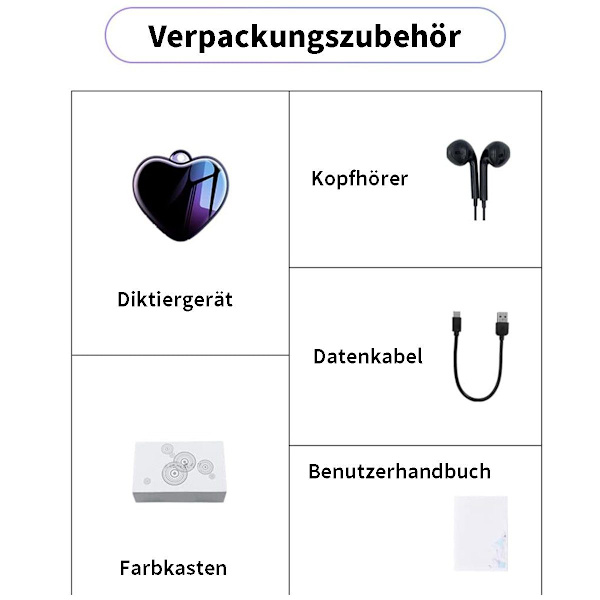 4 GB, Mini Halsband Ljudinspelare - Hög Upplösning Brusreducering