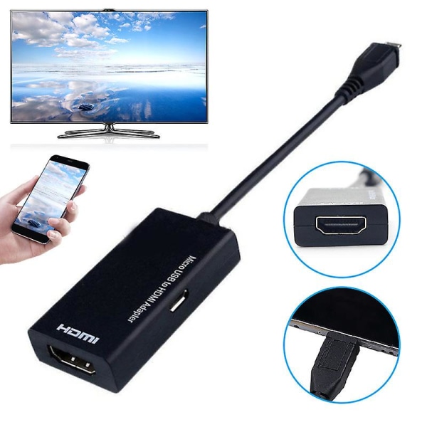 1080p Micro Usb - HDMI-yhteensopiva sovitinmuunnin kaapeli matkapuhelin HDTV-liitinsovitin kaapeli S2 5p liitin