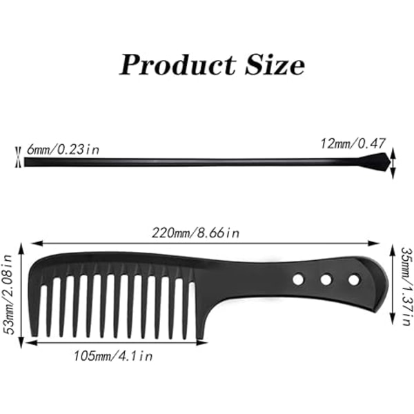 Wide Tooth Comb, Carbon Fiber Hair Comb, Heat Resistant Anti-Stat