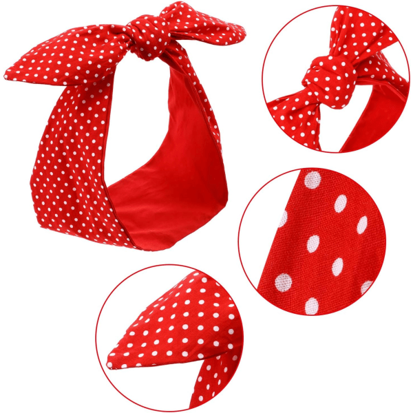 Hvit Polka Dot Bandana Hodebånd Retro Garn Hodebånd Hårtilbehør