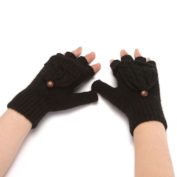 2 par fingerlösa vantar för kvinnor Konvertibla vinterhandskar