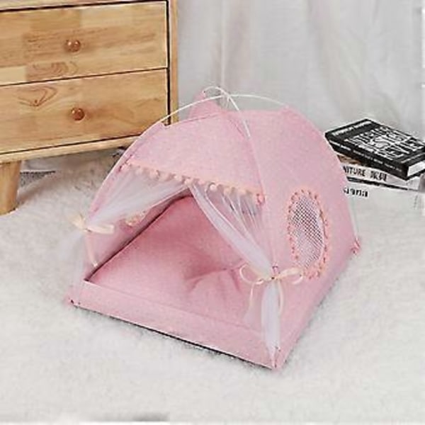 Kannettava kokoontaitettava lemmikkiteltta kissatalo koiratalo lemmikkihäkki ulkoteltta pennun kosteudenkestävä teltta retkeilyyn S floral pink S