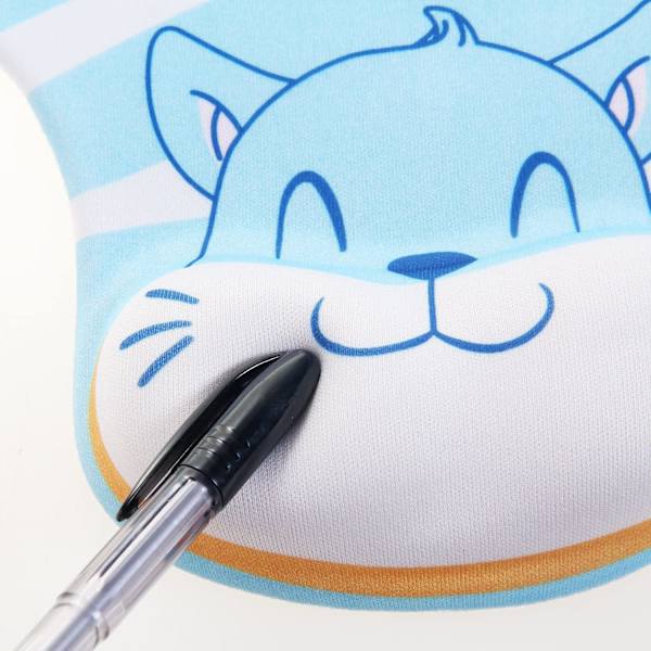 Geeliranne-tukityynyllinen hiirimatto, geelihiirimatto ranne-tukityynyllä, sininen kissa Chat Bleu