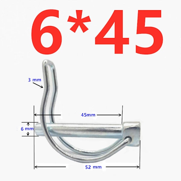 Sats med 10 fällbara stift 6 mm x 45 mm för rör Ø 40 mm (10 stycken)