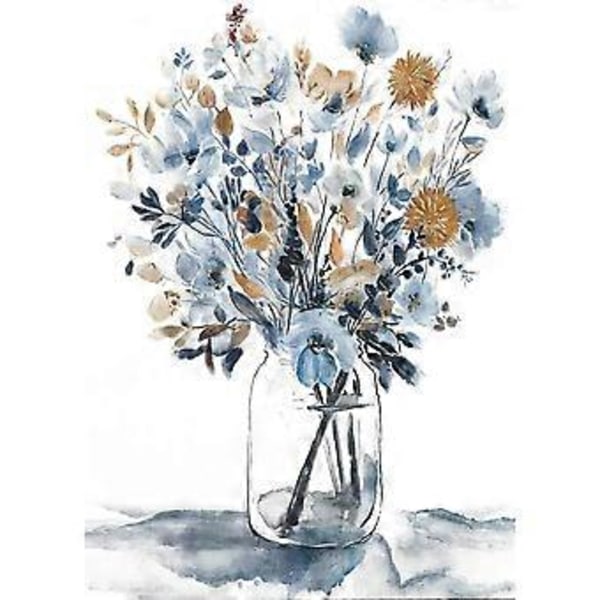 Vas Blomma Diamantkonst Kit för Vuxna, Runda Full Drill Diamantmålningskit för Nybörjare Ädelstenskonst Målningskit, DIY 5D Diamantprickar Målning med