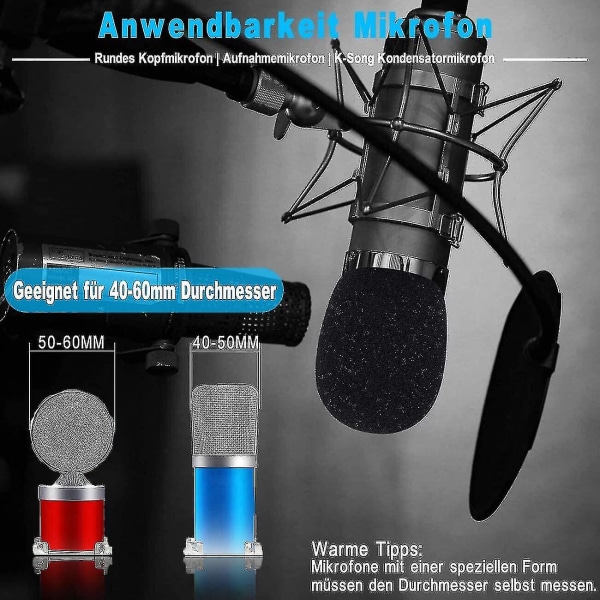 Mikrofon Popfilter, 20 st Mikrofon Vindruta Skumskydd Mikrofon Skumskydd Karaoke Mikrofon Ljuddämpare Svart