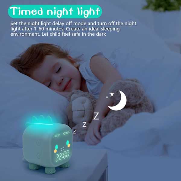 (Grønn) Barnealarmklokke, Digital Alarmklokke for Barnerom, C