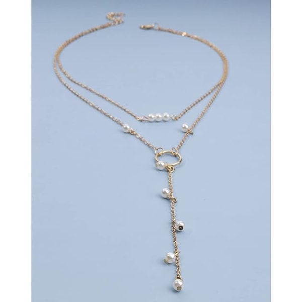2 stk. Boho Circle Bead Halskæde Guld Lang Kæde Halskæde Tiny Pear