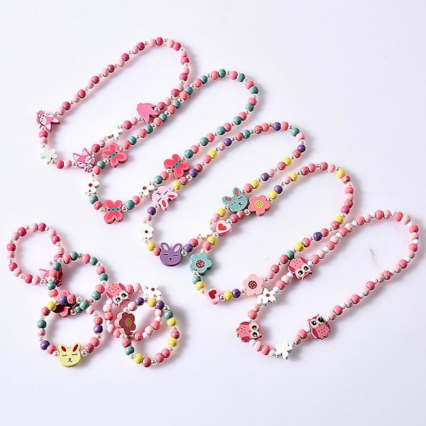 10 st barns halsband barn blandade pärlarmband med träpärlor set slumpmässig färg