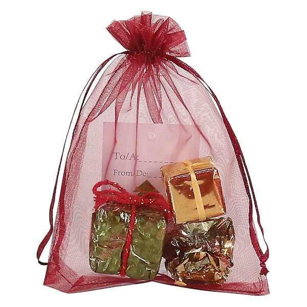20 kpl viininpunaiset organza-pusseja keskikoko 10x15cm viininpunainen verkkohääsuosikkipussit festivaalipussi