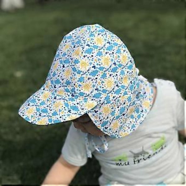 UPF 50+ UV-strålskydd Babyhatt med nackskydd, Rosrosa, 0-12 månader (Sol)