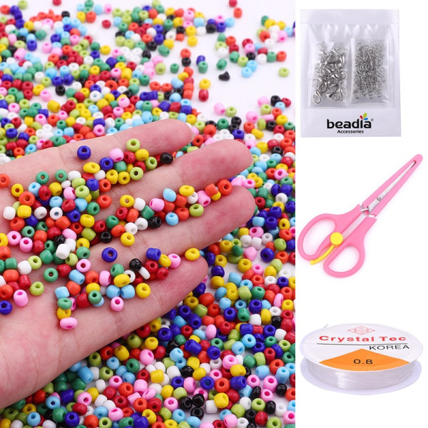 Mini Glass Plast Perler 9000 stk 2mm Kreative Pony Perler med Oppbevaringsboks Transparent Plast Perler for Barn DIY Armbånd Kunst & Smykker (28 Farger)