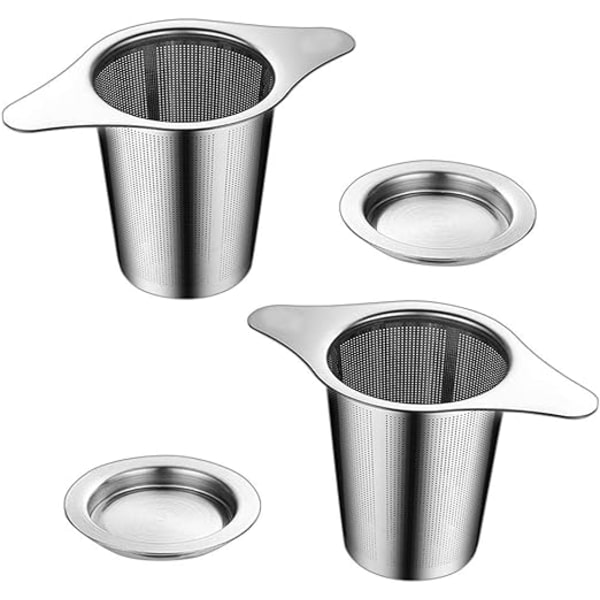 2 stk te-filter i rustfritt stål med fine hull