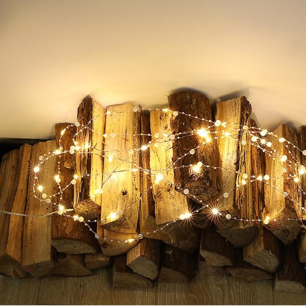 Ocean Pearl Beads String Lights, 2m 20 Led Lights Batteridriven för bröllop, födelsedagsfester Diy Hem Mantel（5M）