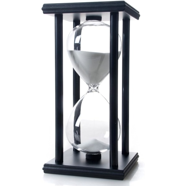 Hvidt sand 60 minutters træ sand ur, timeglas sand timer