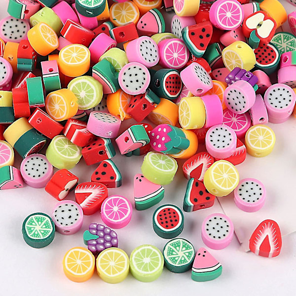 50 st blandade fruktspacerpärlor söta lerfruktskivade pärlor polymerlera pärlor diy armband pärlor för diy smycken（A）