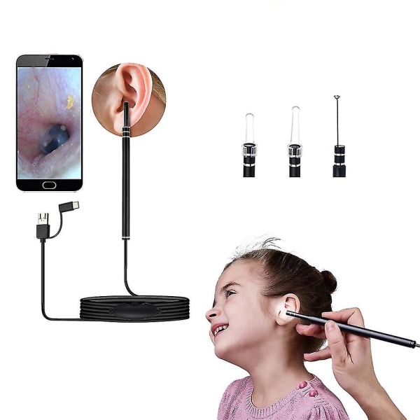 Otoskop Medicinsk Öronrengörare Öronendoskopkamera Plockare Öronvaxrengöring Android PC Typ C