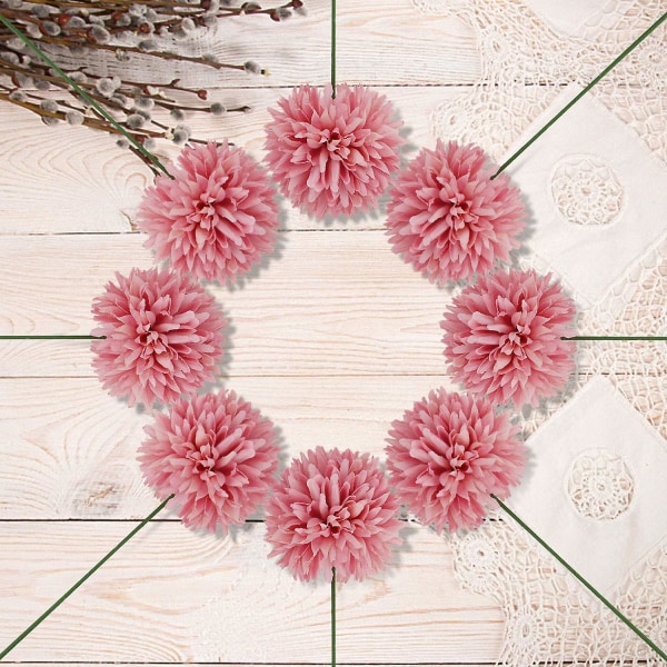 10 stk silkekrysantemkuler buketter hortensia for bryllup brudepike naturtro blomster hjemmedekor diy fest (rosa)
