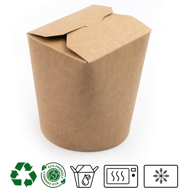 Papperslådor, bruna, 50-pack, 480 ml - Engångsförpackning för mat