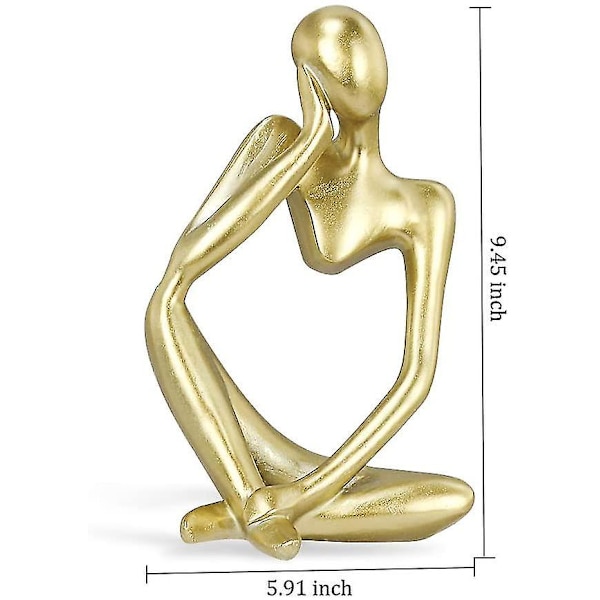 Tænker Statue, Abstrakt Skulptur i Resin, Tænker Mands Statue, Samleobjekter Kunst (guld, Venstre)
