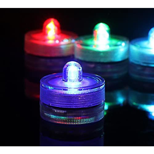 12 kpl Mini sukellus LED-valot, pienet liekittömät valot maljakko allas lampi koristevalaistus（Värikäs）