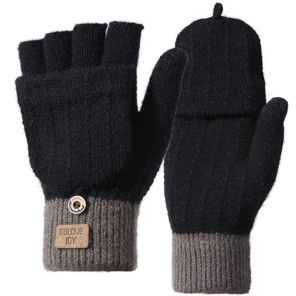 Stickade handskar Fingerless handskar Halvfingerhandskar med fällbar topp