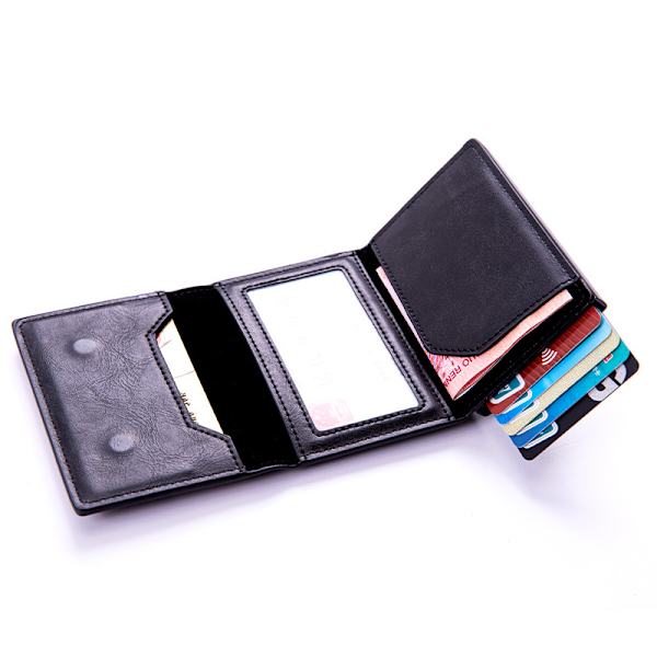Herr Plånbok Anti-scratch Slitstark Läder Bifold Pengklämma Kortfodral