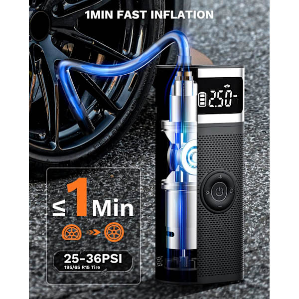 2000mAh Mini Elektrisk Luftpumpe, Bærbar Luftkompressor Trådløs T