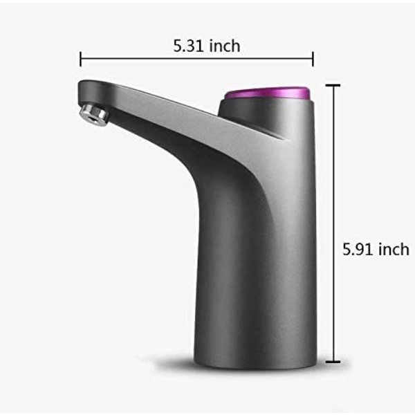 Mysig BlueWater-dispenser - Bärbar vattenflaskepumpa för Universal 3, 4 och 5 gallon med USB-laddning och automatisk avstängningsbrytare (svart)