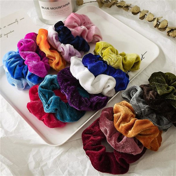 Pastell Velvet Hair Scrunchies Pack, 20 st Elastiska Bobble-hårband Satin Scrunchie Scrunchy Rep For Women Girls