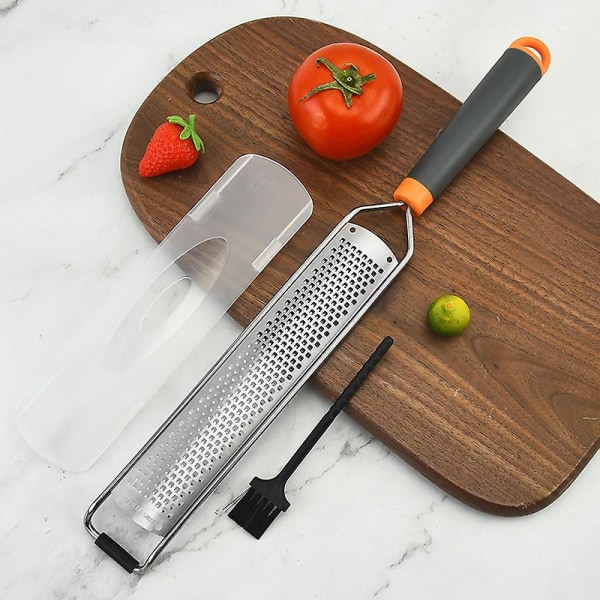 Lemon Zester And Cheese Grater - Citrus, Parmesan, Chocolate, Nutmeg, Garlic, Ginger - Silicone Handle And Stainless Steel Blades With Protective Cove