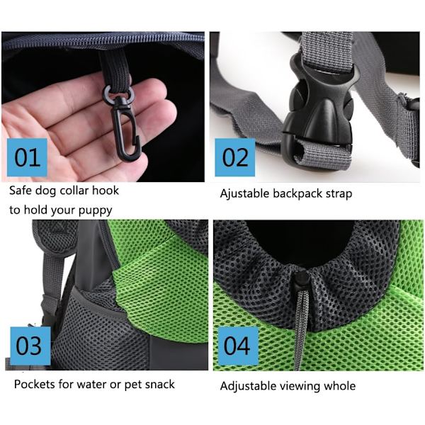 Ryggsäck för hundar, andningsbar nylon, bärbar för utomhusbruk