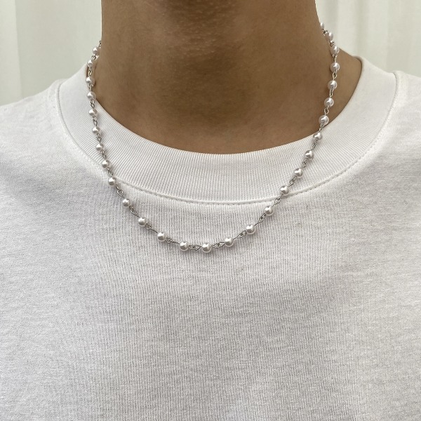 Hip-hop pärlhalsband personlighet lapptäcke nyckelben kedja minim