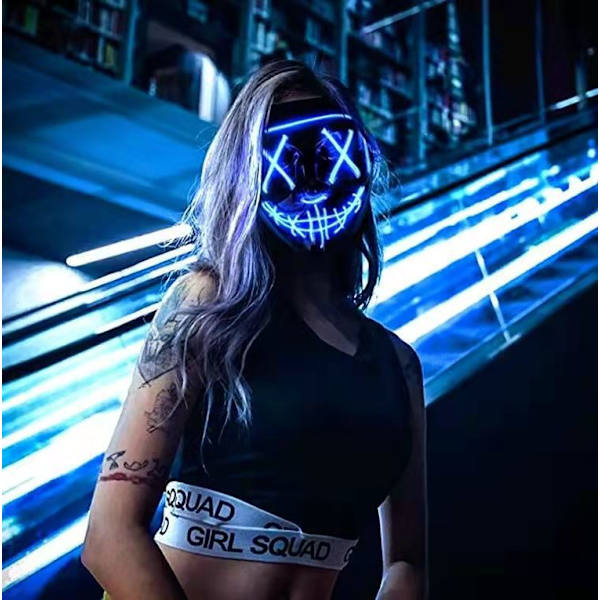 LED-kauhunaamio, Halloween-naamio, puhdistus 3x valotehosteilla, Con