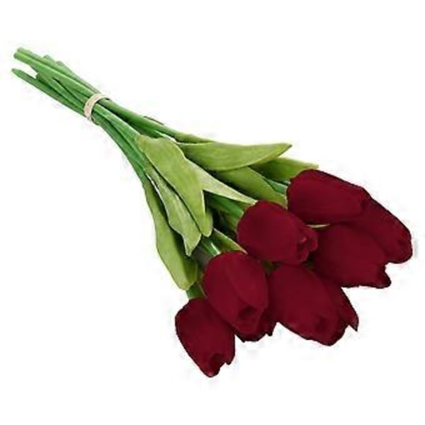 Sæt med 10 realistiske tulipanblomster til fest og boligindretning Red wine