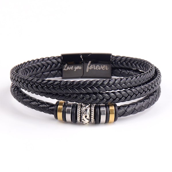 Flätad läderarmband, inspirerande handledsband i rostfritt stål, handgjort flätad läderarmband för män