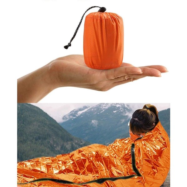 Overlevelsessovepose, Nødbivuakpose Nødhjælpsdyne Genanvendelig Til Udendørs Camping, Vandreture (Orange)