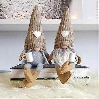 Julkaffe Tomte för Docka Mini Söt Älv Dvärg Prydnad Tillbehör för Sovrum Vardagsrum Dekoration Grå