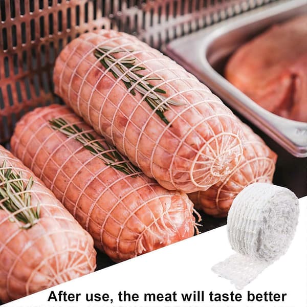 Set med 4 nätvalsar, slitstarkt köttnät, matrepsnät, mångsidiga matlagningstillbehör, elastiskt rep för köttförpackning