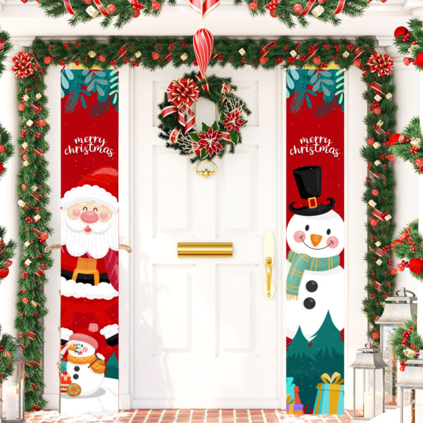 Christmas Couplet Porch Banner, Merry Christmas Porch Sign Santa