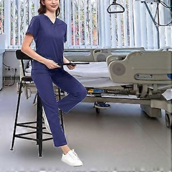 Dam Scrubs Set Sjuksköterske Scrubs Bekväma Arbetskläder för Kvinnor Scrubs Topp och Byxor Vårduniformer Scrubs för SPA Operationssal (S) S