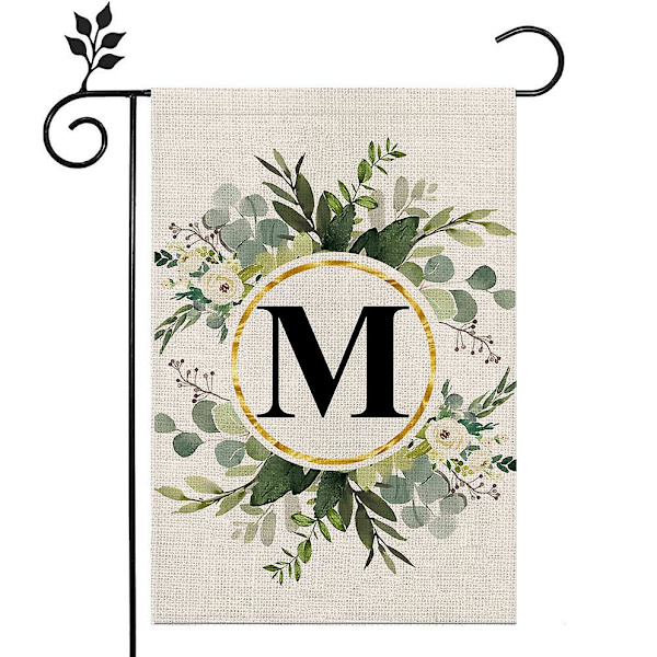 Haveflag Monogram Brev A-s Familie Efternavn 12,5x18 Tommer Dobbeltsidet Haveflag Til Udendørs Lille Sæk Initial Haveflag (g)（M）