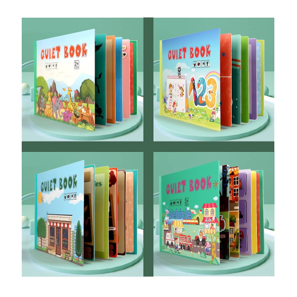Tyst bok för småbarn 2-4 inlärningsförmåga Interaktiv upptagen bok Sensorisk bok Pedagogiska leksaksböcker（A）