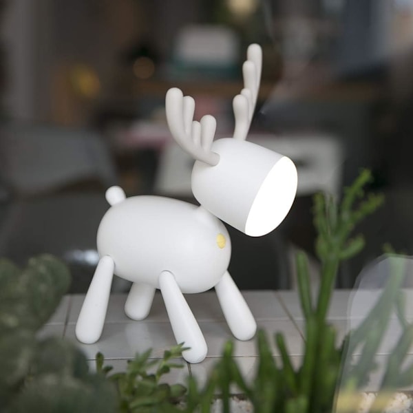USB-laddning med sömn silikon LED älg ljus tecknad hjort natt