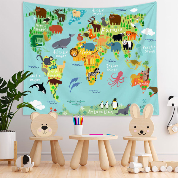 Large world map tapestry children's tapestry bedroom living room