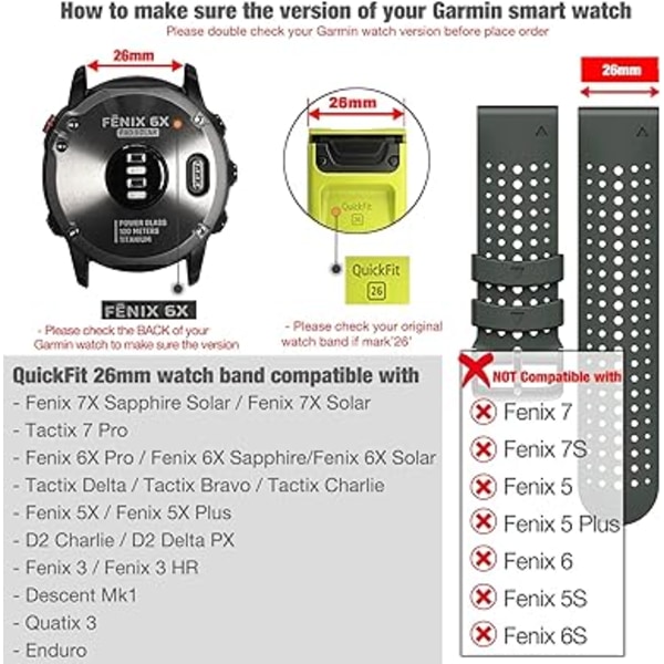 Ranneke Fenix ??7X/Fenix ??6X/Fenix ??5X:lle, Quickfit 26mm S