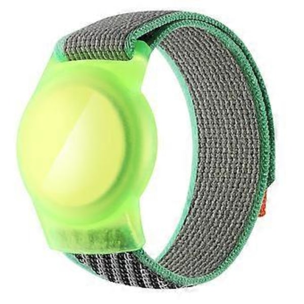 Nailonpunottu ranneke TPU-kotelolla ja näytönsuojalla Apple AirTag Tracker -rannekkeelle Loop Fastener/Green+Grey